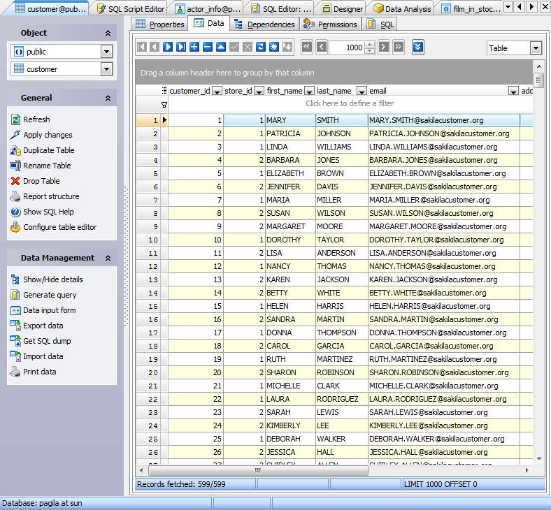 PostgreSQL screenshot